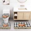 ARTSHOWING Welcome Thanksgiving 4 Pcs Bathroom Shower Curtain Sets, Shower Curtain Toilet Mat Lid Rug Curtain Sets, Shower Curtains with 12 Hooks, Orange Pumpkin Balck and White Plaid view 4