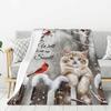 Cardinal Cat Blanket Christmas Decor Throw Blankets Cozy Fleece Flannel Soft Warm Plush Lightweight Bedding Blanket Cat Gifts for Women Cats Lover Men Adults Girls Boys for Couch Sofa Bed 60"X80" view 2