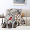 Cardinal Cat Blanket Christmas Decor Throw Blankets Cozy Fleece Flannel Soft Warm Plush Lightweight Bedding Blanket Cat Gifts for Women Cats Lover Men Adults Girls Boys for Couch Sofa Bed 60"X80" view 3