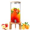 Maxcheck 2.9 Gallon Beverage Dispenser 11 L Glass Drink Dispenser with Wood Stand Spigot Lid Large Drink Container Lemonade Jar for Picnic Bar Restaurant Store view 1