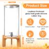 Maxcheck 2.9 Gallon Beverage Dispenser 11 L Glass Drink Dispenser with Wood Stand Spigot Lid Large Drink Container Lemonade Jar for Picnic Bar Restaurant Store view 2