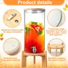 Maxcheck 2.9 Gallon Beverage Dispenser 11 L Glass Drink Dispenser with Wood Stand Spigot Lid Large Drink Container Lemonade Jar for Picnic Bar Restaurant Store view 3