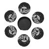 Black White Mushroom Drinking Coasters PU Leather Coaster With Holder Coasters For Coffee Table Kitchen Table Bar, Home & Office Gifts, 6pcs view 4