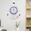 BESPORTBLE Nautical Decor Wall Clock: Anchor Clock Mediterranean Style Wall Clock Beach Sea Theme Nautical Wheel Decor for Bedroom Home Wall Decor view 4