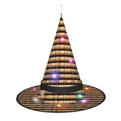 FRGMNT Witch Hats Hanging,Halloween Witch Hat Witch Cap Costume Accessory for Halloween Christmas Party-Wicker Woven pattern