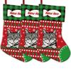 MALIHONG 3 Pack Personalized Merry Christmas Cat Stockings American Shorthair Cat Christmas Tree Hanging Stocking Green Buffalo Plaid Snowflake Xmas Holiday for Cat Lovers Gift 14.4 Inch view 1