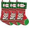 MALIHONG 3 Pack Personalized Merry Christmas Cat Stockings American Curl Cat Christmas Tree Hanging Stocking Green Buffalo Plaid Snowflake Xmas Holiday for Cat Lovers Gift 14.4 Inch view 1