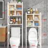 FZYUAN 2/3Tier Over The Toilet Storage Rack with Cabinet Door Multifunctional Bathroom Organizer Over Toilet Shelf Bathroom Tower Shelf Stable Freestanding Toilet Rack Storage Shelves,Black,3 Tier view 2