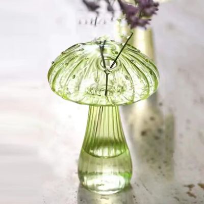 AISEER Glass Mushroom Vase Multi Color Flowers Hydroponic Flower Holder Mushroom Vase Mushroom Shaped Bud Glass Vase Colored Transparent Hydroponic Plant Vase Green Plants are Not Included