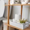 ALELION White Bathroom Basket - Wooden Toilet Tank Paper Basket with Handle for Organizing - Back of Toilet Storage Organizer for Bathroom Tank Topper Counter - White Bathroom Decor Box view 2