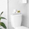 ALELION White Bathroom Basket - Wooden Toilet Tank Paper Basket with Handle for Organizing - Back of Toilet Storage Organizer for Bathroom Tank Topper Counter - White Bathroom Decor Box view 3