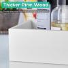 ALELION White Bathroom Basket - Wooden Toilet Tank Paper Basket with Handle for Organizing - Back of Toilet Storage Organizer for Bathroom Tank Topper Counter - White Bathroom Decor Box view 4