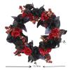 PBENO Front Door Decor Wreath Halloween Black Red Fruit Rose Wreath Door Decoration Dead Branch Rattan Wreath Party Atmosphere Decoration view 2
