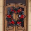 PBENO Front Door Decor Wreath Halloween Black Red Fruit Rose Wreath Door Decoration Dead Branch Rattan Wreath Party Atmosphere Decoration view 4