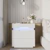 YESHOMY Nightstand with LED Light and Charging Station, Endtable with 2 Drawers, Bedside Table with Large Capacity, for Bedroom, 21.2" Height, White view 2