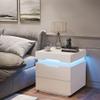 YESHOMY Nightstand with LED Light and Charging Station, Endtable with 2 Drawers, Bedside Table with Large Capacity, for Bedroom, 21.2" Height, White view 4