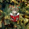 Personalized Norwegian Forest Cat Ornament, Custom Pet Name Ornament, Flat 2D Printed Acrylic Hanging, Santa & Cat, Christmas Decoration, Pet Loss & Birthday Gifts view 1