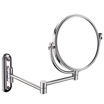 AMHIL Wall Mounted Makeup Mirrors, 8 Inch Chrome Double Sided Vanity Mirrors with Magnifying, Bathroom Flexible Extendable 360 Swivel Mirrors,10X (Color : 5X)