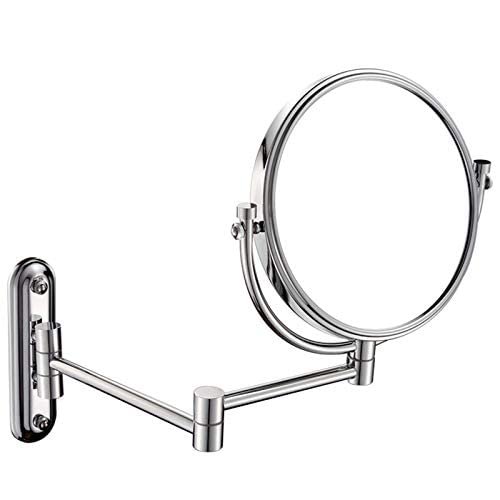 AMHIL Wall Mounted Makeup Mirrors, 8 Inch Chrome Double Sided Vanity Mirrors with Magnifying, Bathroom Flexible Extendable 360 Swivel Mirrors,10X (Color : 5X)