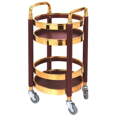 Utility Cart Organizer Service Cart 2-Tier Metal Serving Wine Cart/Kitchen Tool Cart Trolley/Gold Living Room Storage Shelf/Tea Coffee Drink Home Bar Hotel Restaurant Cart ( Color : Walnut Color )