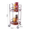 BABYCE Utility Cart Organizer Service Cart Double Stainless Steel Hotel Special Trolley/Solid Wood Panel Drinks Cart/Four-Wheel Rolling Storage Service Trolley/ 40X40X86CM (Size : Silver) view 2