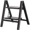 Step Stools,Step Ladder, 2 Step Aluminium Folding Ladder, Oversized Pedals, Portable Slim Step Stool, Safety Household Ladder Stepladder (Color : Black) view 1