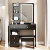 anwickjeff Makeup Vanity Table Set with Mirror & Lights, LED Black Vanity Desk with Cushioned Stool, 6 Drawers 2 Storage Shelves, Modern Dressing Table Dresser Vanity Desk for Women, Girls,(Black) view 1