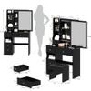 anwickjeff Makeup Vanity Table Set with Mirror & Lights, LED Black Vanity Desk with Cushioned Stool, 6 Drawers 2 Storage Shelves, Modern Dressing Table Dresser Vanity Desk for Women, Girls,(Black) view 3