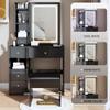 anwickjeff Makeup Vanity Table Set with Mirror & Lights, LED Black Vanity Desk with Cushioned Stool, 6 Drawers 2 Storage Shelves, Modern Dressing Table Dresser Vanity Desk for Women, Girls,(Black) view 4