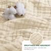Love's cabin 6 Layer 100% Cotton Muslin Blanket, 90"x90" Muslin Blanket Queen for Couch Bed, Lightweight and Breathable Cotton Gauze for Adult, Beige view 4