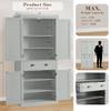 KIGOTY 72" Tall Kitchen Pantry Cabinet with Drawer and 4 Adjustable Shelves, Freestanding Pantry Storage Cabinets, Wood Cupboard Pantry Cabinet for Kitchen, Dining Room, Living Room, Grey view 3