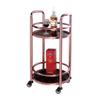 BABYCE Utility Cart Organizer Service Cart Bar Trolley/Double Color Plating Cake Tool Holder/Wine Transport Truck/Restaurant Delivery Car / 42X42X81CM (Color : Rose Gold+Glass) view 1