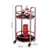 BABYCE Utility Cart Organizer Service Cart Bar Trolley/Double Color Plating Cake Tool Holder/Wine Transport Truck/Restaurant Delivery Car / 42X42X81CM (Color : Rose Gold+Glass) view 2