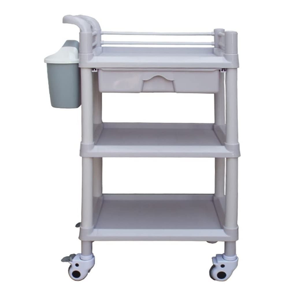 BABYCE Multi-Function Storage Trolley Organizer Cart 2/3 Shelf Beauty Salon Spa Rolling Trolley Cart for Medical, Lab Instrument, Cosmetics & Make-up, Gray (Color : 3 Tier)
