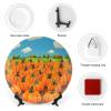 Thanksgiving Decorative Plates for Home Decor, Pumpkin Field Abstract Painting Decor Tray for Table Display, Ceramic Dinner Plate W/Stand, Living Room Dining Room Decor, Housewarming Gifts, 8 Inch view 3