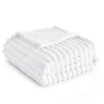 Bedsure GentleSoft White Fleece Blanket for Couch - Cozy Soft Blankets for Women, Cute Small Throws for Girls, Bright White, 50x70 Inches