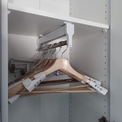 Pull Out Clothes Hanger Rail 30-80 cm, Steel Extendable Closet Rod, Mount Wardrobe Hanger Rack, Closet Storage Rack,for Scarfs Jeans Clothes Trousers Towels (Size : 30cm/11.8in)