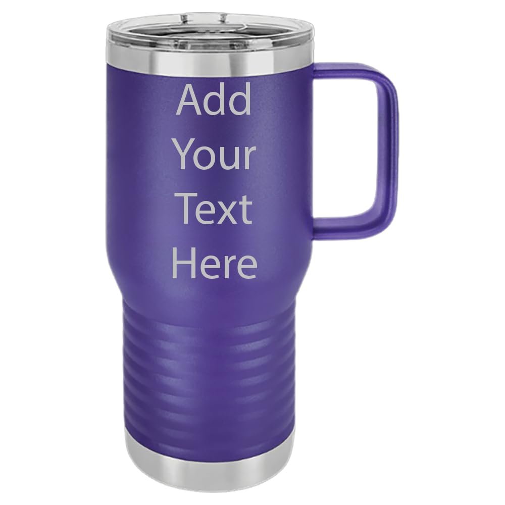 Customized Polar Camel 20 oz. Vacuum Insulated Travel Mug with Slider Lid Personalized With Your Text (Purple)