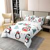 Cartoon Penguin Duvet Cover Set 100% Organic Cotton King Size Christmas Tree Comforter Cover with 2 Pillowcases Winter Snowflake Happy Xmas Theme Bedding Set for Bedroom Dcor,3 Pcs view 3