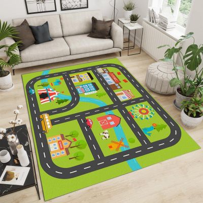 Child Educational Learn Road Traffic Area Rugs, City Life Educational Traffic Easy Clean Rug, Soft Non-Skid Carpet Throw Rug for Kids Teen Girls Boys Bedroom Living Room Bathroom Classroom 5ftx8ft