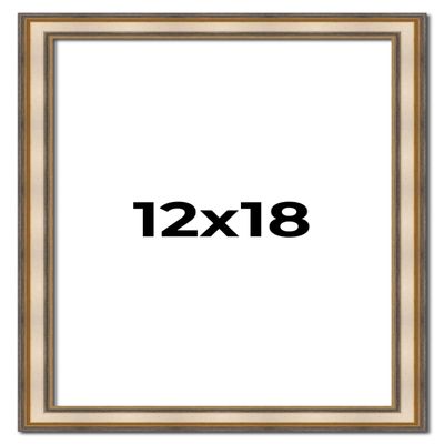 12x18 Frame Silver Solid Wood Picture Frame Width 1.25 Inches | Interior Frame Depth 0.375 Inches | Frey Traditional Photo Frame Complete with UV Acrylic, Foam Board Backing & Hanging Hardware