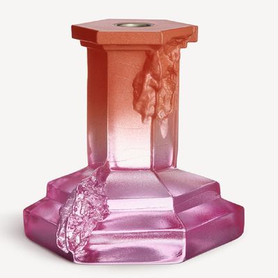 Kosta Boda Rocky Baroque Candlestick Spicy Rose Large