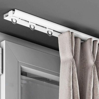 7.1mm Ultra-thin Curtain Track, Invisible Inner Casement Floating Window Curtain Rod, Aluminum Alloy U-shaped Mute Curtain Rail, Load-bearing 20kg, 1-4.0m(White,1m)