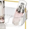 Cididu 3 Tiers Corner Bathroom Counter Organizer, Clear Countertop Shelf Storage Rack, Cosmetic Perfume Tray Standing Holder with Gold Metal Pole, Skincare Sink Organizer for Vanity Kitchen view 4