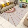 Boho Rainbow Sun Area Rugs, Pink Rainbow Decoration Easy Clean Rug, Soft Non-Skid Carpet Throw Rug for Kids Teen Girls Boys Bedroom Living Room Bathroom Classroom Office 4ftx6ft view 1