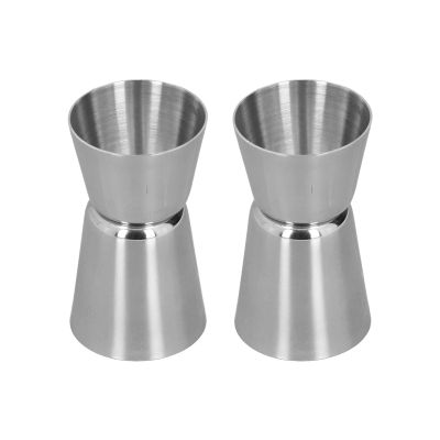 BestAlice 2Pack Jigger for Bartending, Double Cocktail Jigger, Stainless Steel Jigger Measuring Jigger Cup, Silver Wine Jigger Bar Measuring Cup for Home Bar Restaurant Party