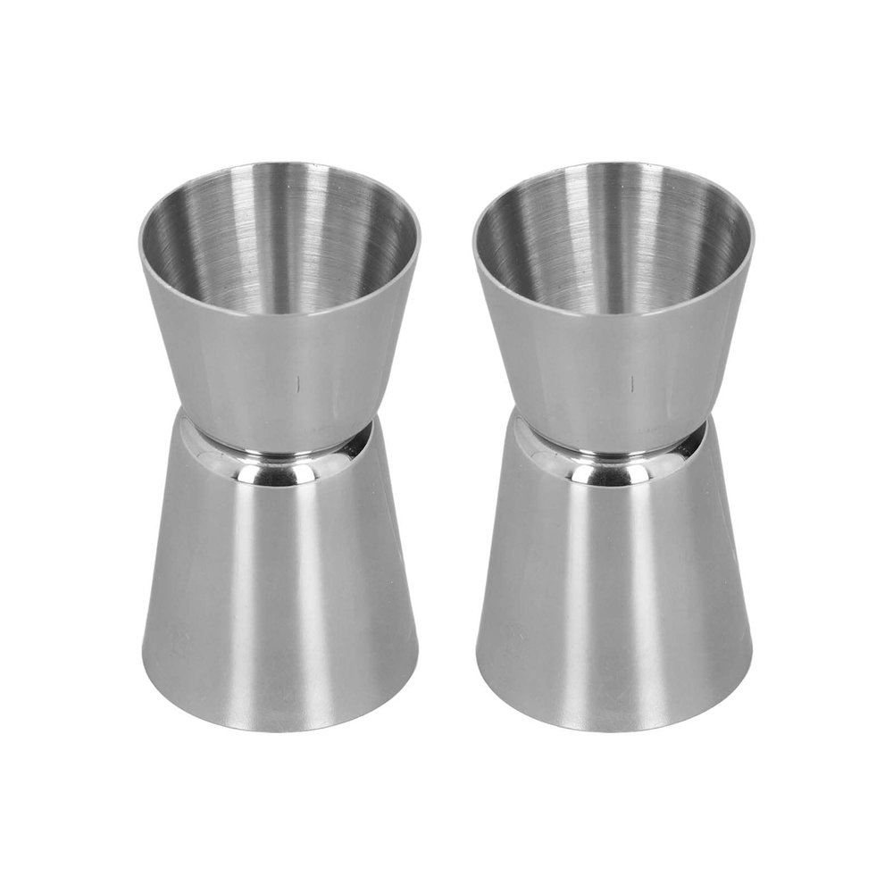 BestAlice 2Pack Jigger for Bartending, Double Cocktail Jigger, Stainless Steel Jigger Measuring Jigger Cup, Silver Wine Jigger Bar Measuring Cup for Home Bar Restaurant Party