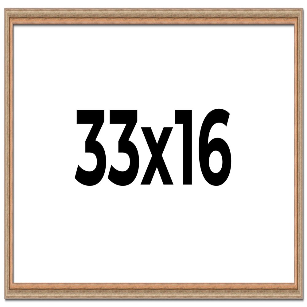 CustomPictureFrames.com 33x16 Frame Brown 60's Wooden Cabinet Solid Wood Picture Frame | 1 Inch Moulding Width | Complete with UV Acrylic Plexiglass, Foam Board Backing & Hanging Hardware