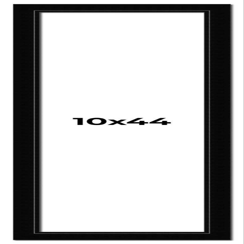 10x44 Frame Piano Black Solid Wood Picture Frame | 1.625 Inch Moulding Width | 0.6875 Inch Rabbet Depth | Complete with UV Acrylic Plexiglass, Foam Board Backing & Hanging Hardware