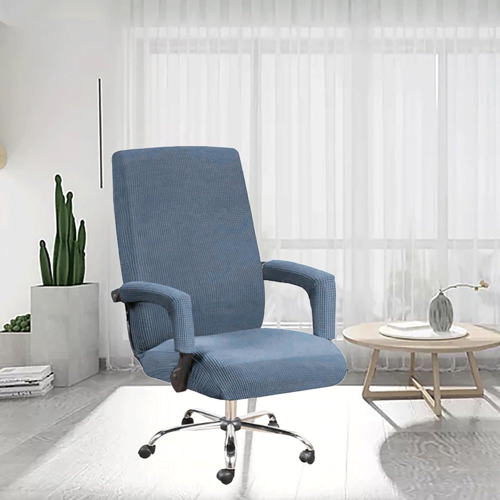 SUMURI Home Office Chair Covers Stretchable Computer Desk Chair Covers Office Chair Cover with Arm Covers for Universal Rotating Chair Desk Chair Cover(Size:Large,Color:Dusty Blue)